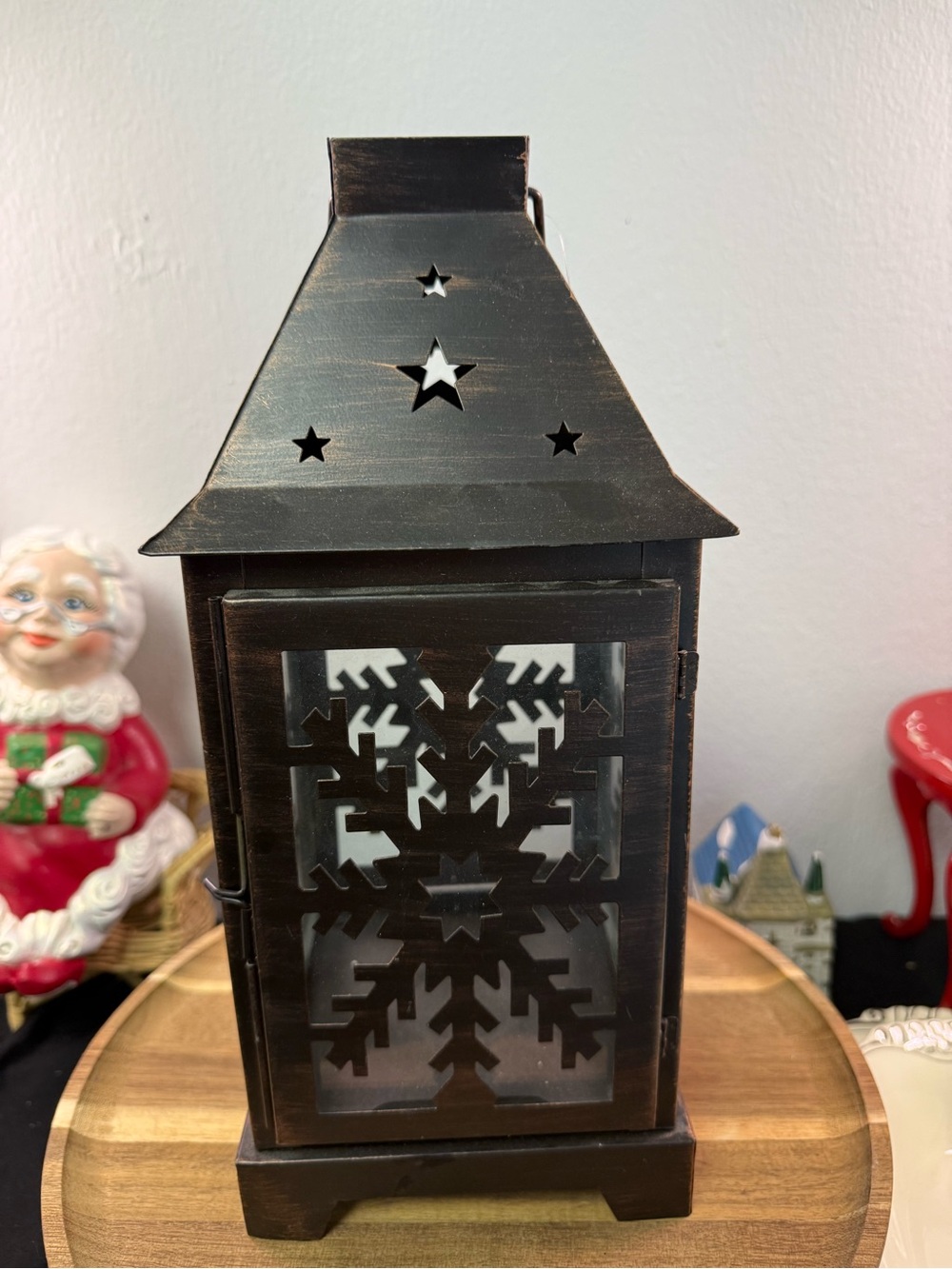 Black Metal Snowflake Lantern Holiday Accent